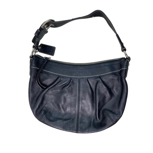 Vintage Coach F13730 Black Leather Bucket Hobo Shoulder Bag Handbag Purse - Picture 1 of 7